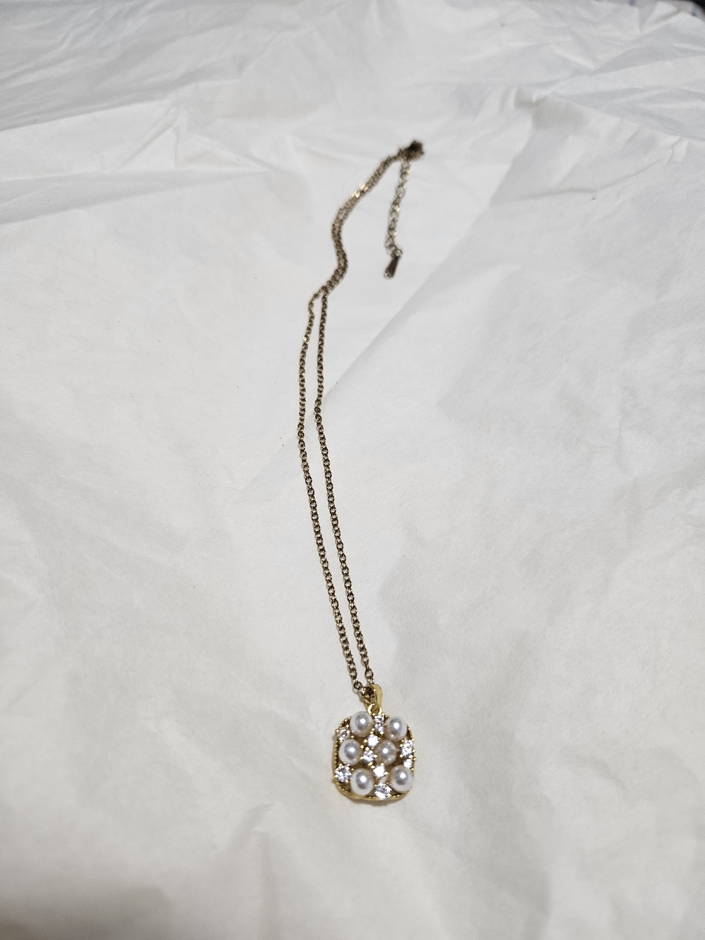 Stainless Steel Gold Tone Pearl Cluster Pendant Necklace - Women Jewelry